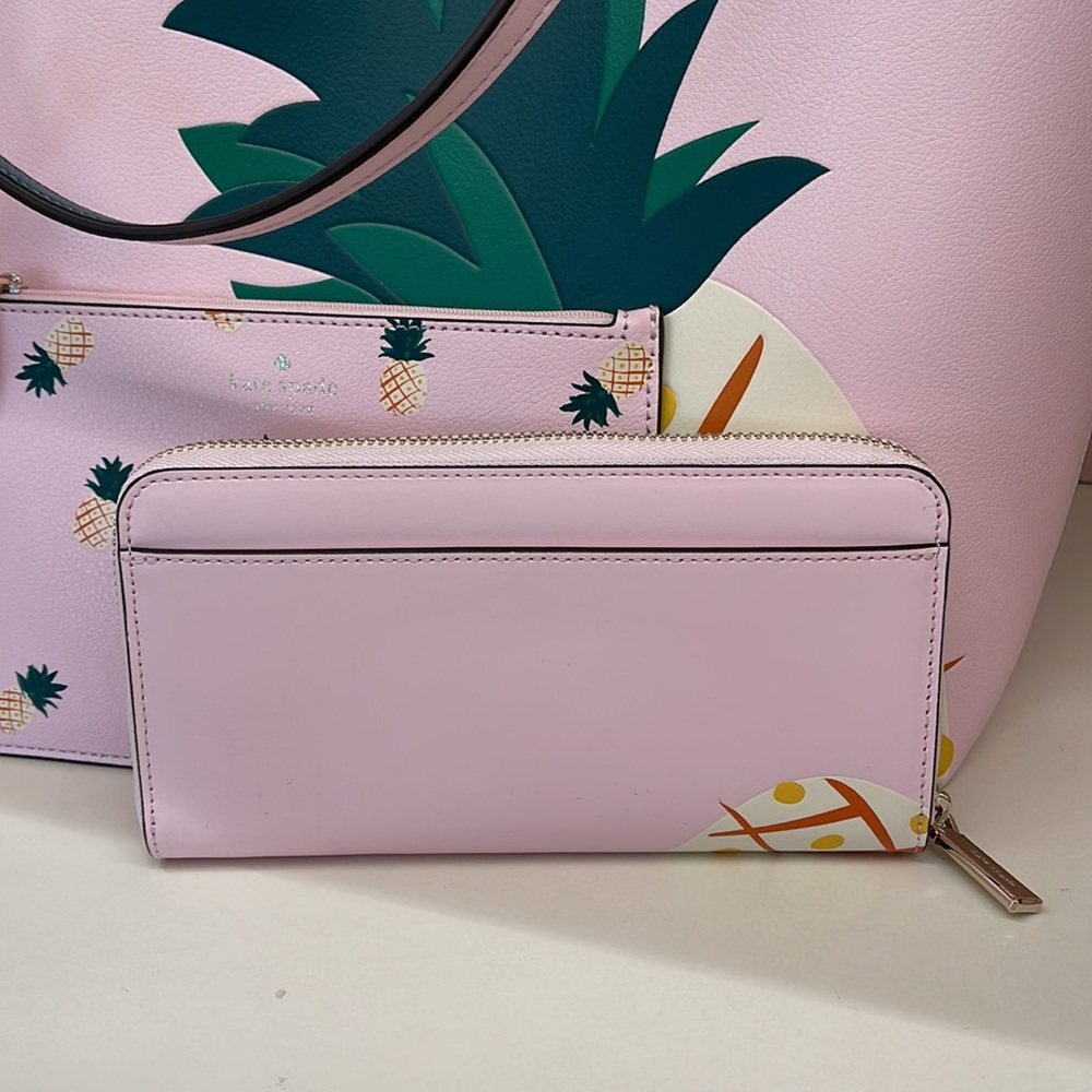 Kate Spade Pineapple Large Continental Wallet Pink Multi - Picture 5 of 16